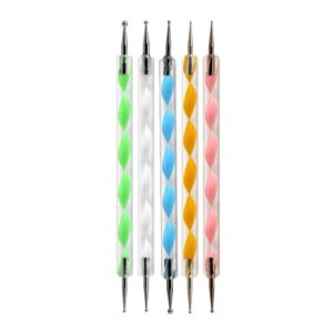 The Mandala Art Tool with Embossing Stylus Set of 5 laid out to show different ball sizes.