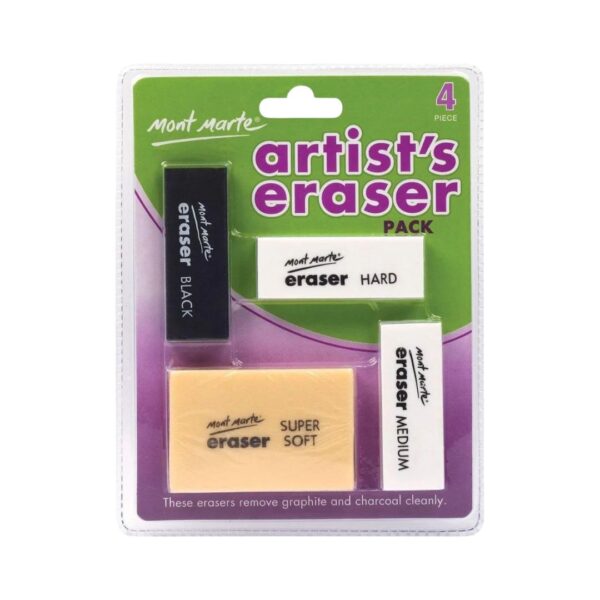 The Mont Marte Artist Eraser - 4 Piece Set showing all four different erasers.
