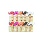 A set of Moustaches Wooden Clips displaying various moustache styles.