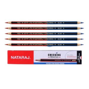 The Nataraj Checking Pencil Blue & Red - Pack of 10 packaging.
