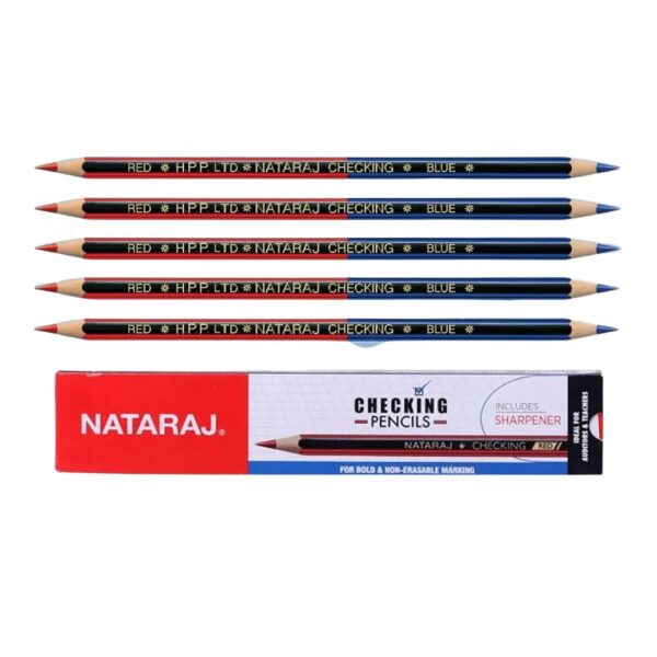 The Nataraj Checking Pencil Blue & Red - Pack of 10 packaging.