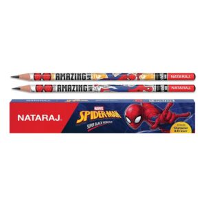 The Nataraj Spiderman Super Black Pencil - Pack of 10 packaging.