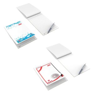 A close-up of the Neelgagan Conference Pad's glue binding and compact size.