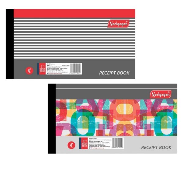 A Neelgagan Cash Receipt book open to a blank page with carbon paper visible.