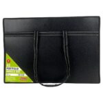 The Portfolio Handle Bag lying flat, showcasing its material and zipper.