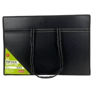 The Portfolio Handle Bag lying flat, showcasing its material and zipper.