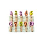 A set of Numbers Wooden Clips displaying various digits.