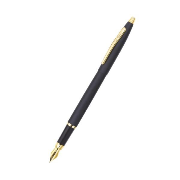 The Pierre Cardin Kriss Japan Black Fountain Pen with its black and gold accents.