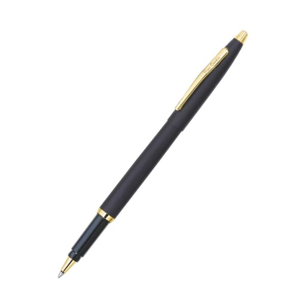 The Pierre Cardin Kriss Japan Black Roller Pen, highlighting its guilloché finish.
