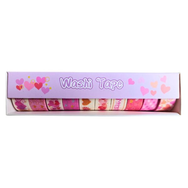 A set of 10 Pink Theme Cute Washi Tapes showing various pink patterns.