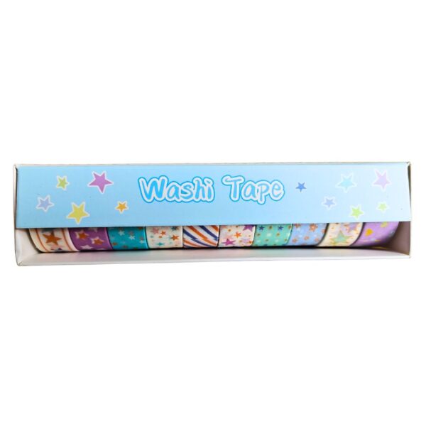 A set of 10 Stars Themed Cute Washi Tapes showing various star patterns.