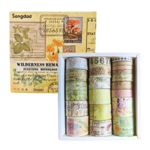 A set of 20 Wilderness Remains Vintage Washi Tapes showing various retro patterns and widths.