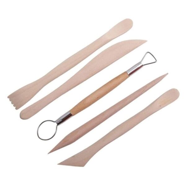 The Wooden Polymer Clay Sculpting Tools Set of 5 neatly arranged.