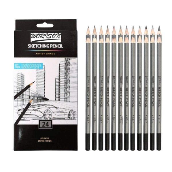 The Worison Sketching Pencil - 24 Shade set, showing all pencils.