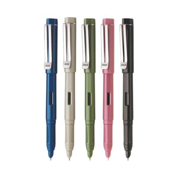 The Flair Zoox Ink-It Chrome A9 Fountain Pen showcasing its sleek chrome finish.