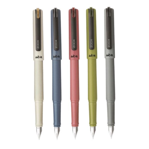 The Flair Zoox Ink-It I9 Fountain Pen with its cap off, showing the nib.