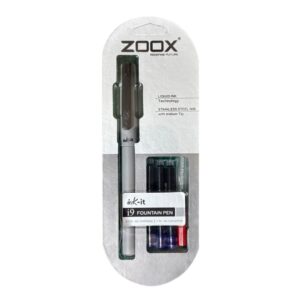 The Zoox I9 Fountain Pen set, including the cartridges and converter.