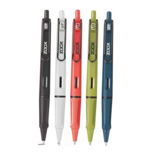 A close-up of the Zoox U7 Roller Gel Pen highlighting its matt body and metal clip.