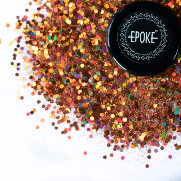 Epoke Orange Mix Glitter 15 gms container.