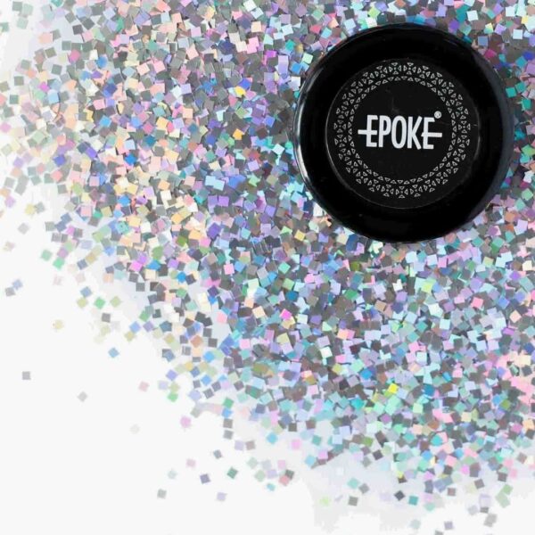 Epoke Silver Square Glitter 15 gms container.