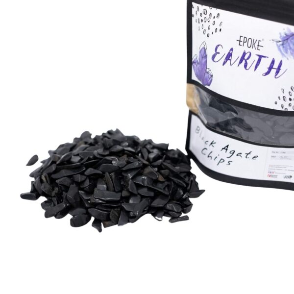 A close-up of a resin geode art piece with Black Agate crystals.