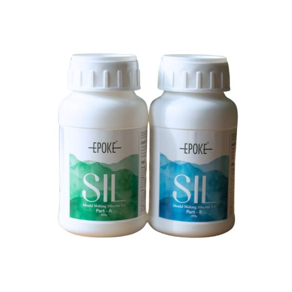EPOKE SIL Mould Making Silicone 1:1 - 500gm kit, showing Part A and Part B containers.