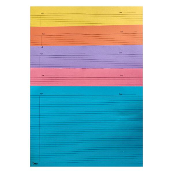 Multicoloured sheets fanned out to show various colors.