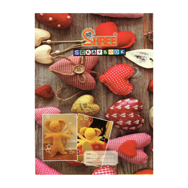 Shree Scrap Book showing 32 multicoloured pages.