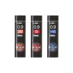 Pentel AIN 0.9mm leads in grades HB, B, and 2B