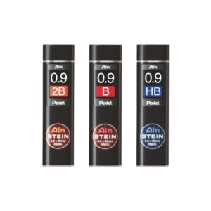 Pentel AIN 0.9mm leads in grades HB, B, and 2B