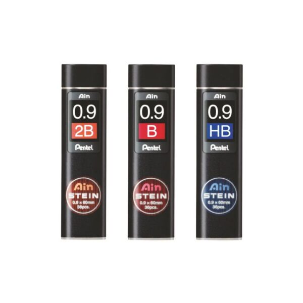 Pentel AIN 0.9mm leads in grades HB, B, and 2B