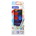 DOMS Aqua Colour Cakes - 12 Shades pack with the palette lid
