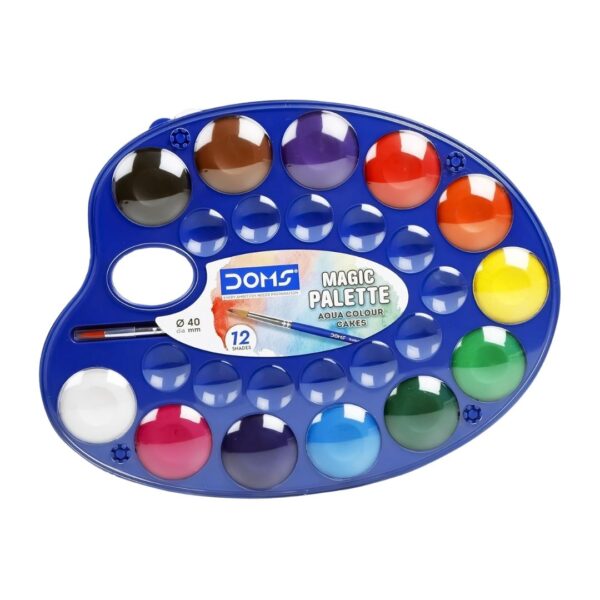 DOMS Magic Palette Aqua Colour Cakes - 12 Shades with the oversized 40mm cakes.