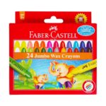 Faber-Castell Jumbo Wax Crayons - 24 Shades pack showing the thick crayons.