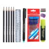 ontents of the Faber-Castell kit including 10 pencils, eraser, and rust-free sharpener.
