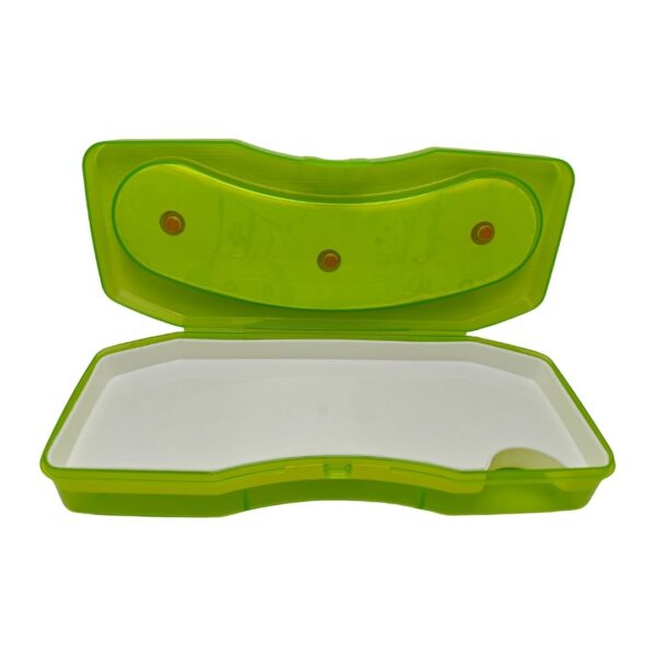 Interior view of the multi-level storage tray inside the Pratap box.