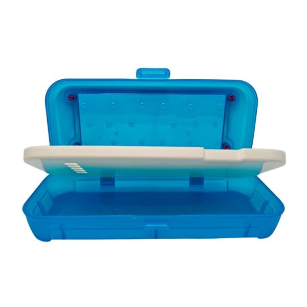 Interior view of the multi-level storage tray inside the Pratap box.