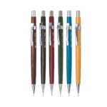 Pentel Sharp P200 series mechanical pencils in various colors.